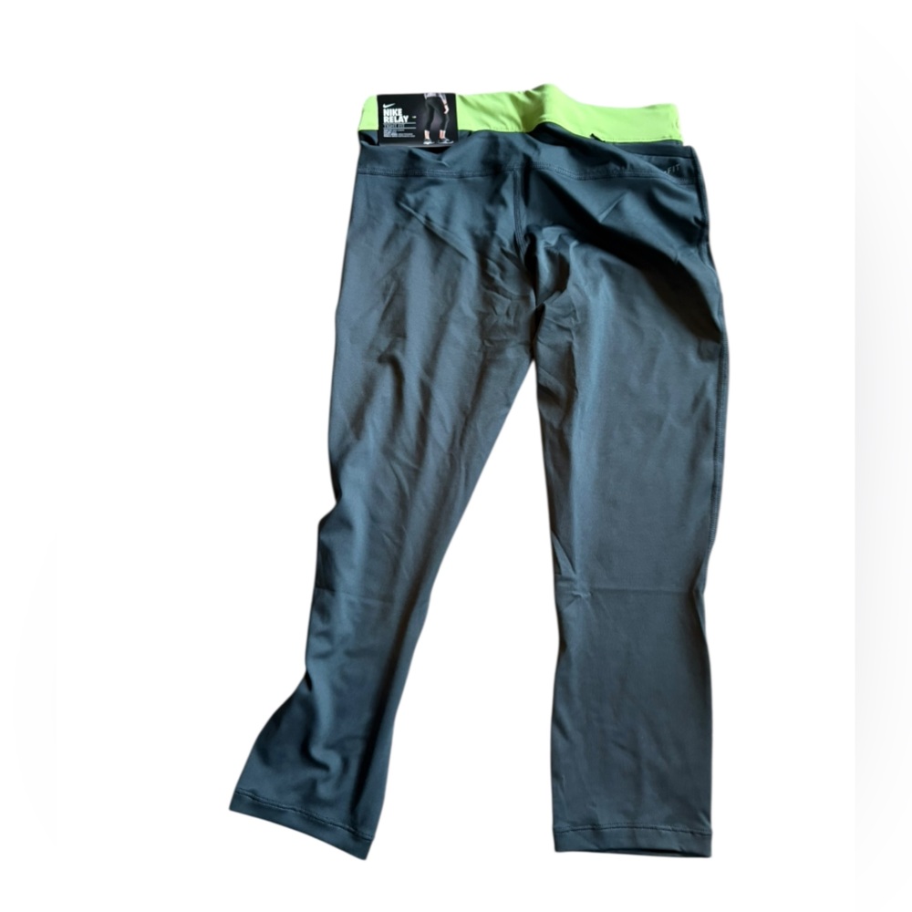 Nike Relay Tight Fit Black and Lime Green Tight Fit Leggings NWT - Picture 4 of 6